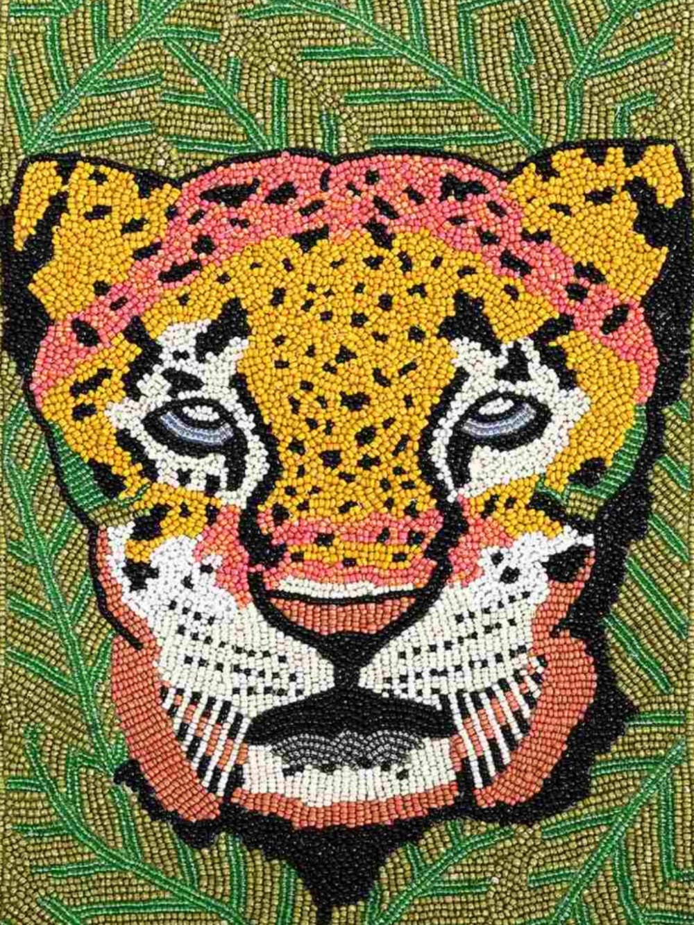America & Beyond Forestry Leopard Beaded Embellished Tote - Picture 2 of 4